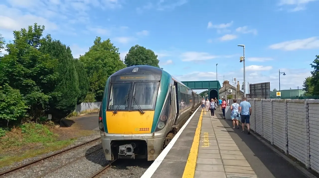 A train waiting at a station platform