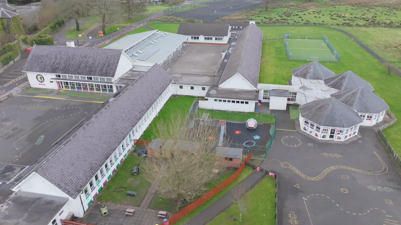 A primary school and its playground from the air